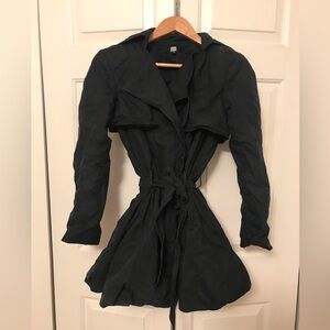 Trench coat, petal waist style.